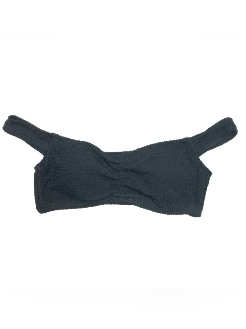 Radio Fiji Black Textured Stretch Fit Off-Shoulder Sweetheart Ruched Bikini Top